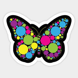 Rainbow Polka Dot Colorful Buterfly Dot Mandala Art Dot Day Sticker